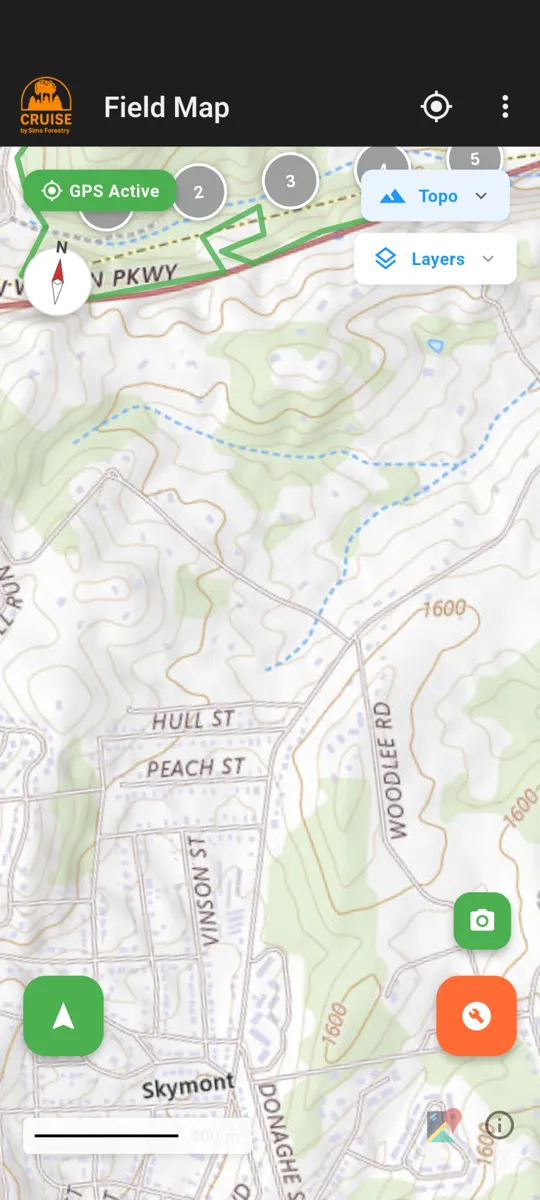 CRUISE Field Map with GPS navigation and topo layers